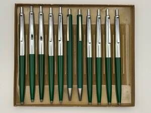 Sheaffer Eaton Textron 11pc Green Ballpoint Pen Lot Missing 1 Open Box Writing